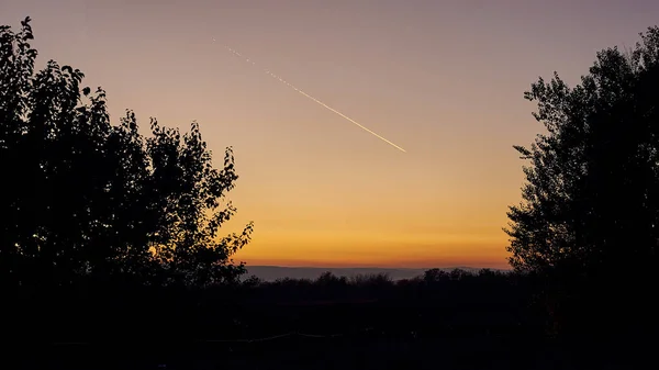 Sunset view of the landscape at dusk