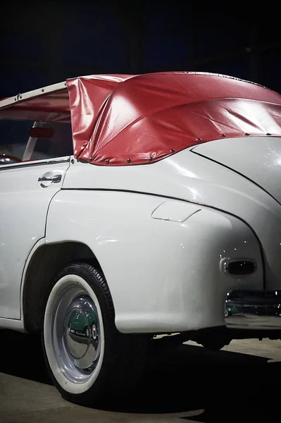 Kachreti, Georgia November 9, 2019: White vintage soviet car from the private collection