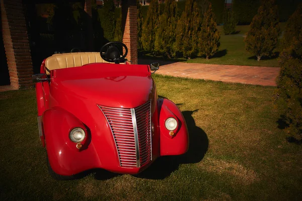 Kachreti, Georgia November 9, 2019: Red vintage soviet car from the private collection