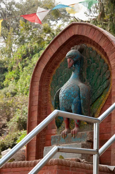 Amazing Sculpture Peacock Carved Out Stone Kathmandu Temple — Foto de Stock