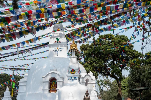 White Stupa Swayambhunath Monkey Temple Kathmandu —  Fotos de Stock