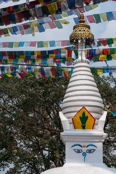 White Stupa Swayambhunath Monkey Temple Kathmandu —  Fotos de Stock
