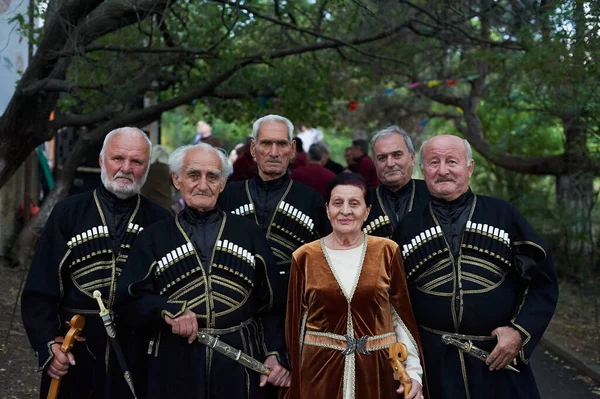 Tbilisi, Georgia July 13th, 2019 A group wearing a traditional folk attire at Art Gene Festival