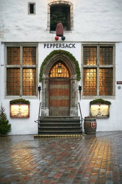 Tallinn, Estonia December 7, 2019 Unique door in the old town of the city