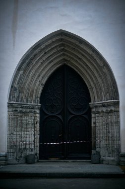 Tallinn, Estonia December 7, 2019 Unique door in the old town of the city