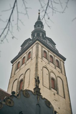 Tallinn, Estonia December 7, 2019 Winter season medieval streets and old town architecture of Estonian capital