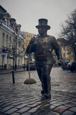 Tallinn, Estonia December 7, 2019 Lucky chimney sweeper sculpture