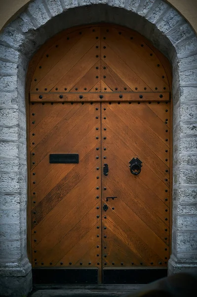 Tallinn, Estonia December 7, 2019 Unique door in the old town of the city