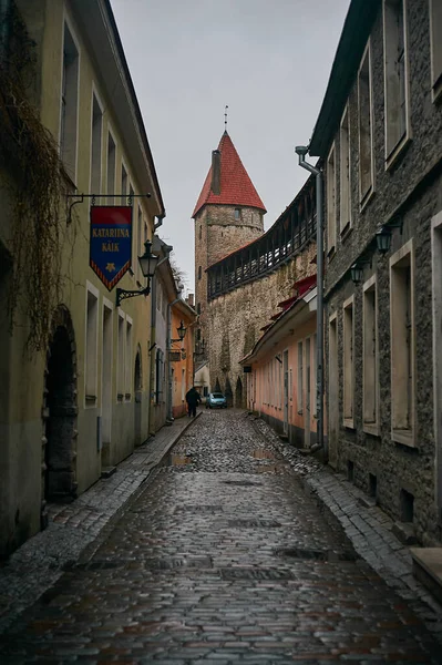 Tallinn Estonia December 2019 Winter Season Medieval Streets Old Town — ストック写真