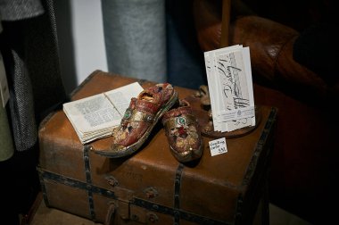 Tallinn, Estonia December 7, 2019 Persian shoes in the old town shop