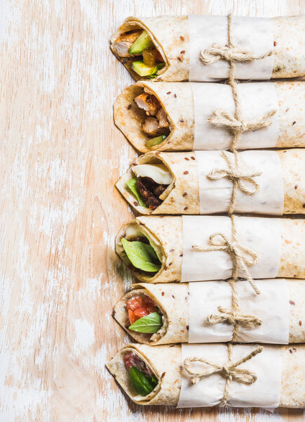 Tortilla wraps with various fillings