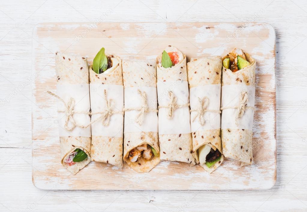 Tortilla wraps with various fillings