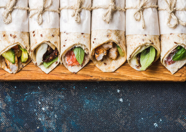 Tortilla wraps with different fillings 