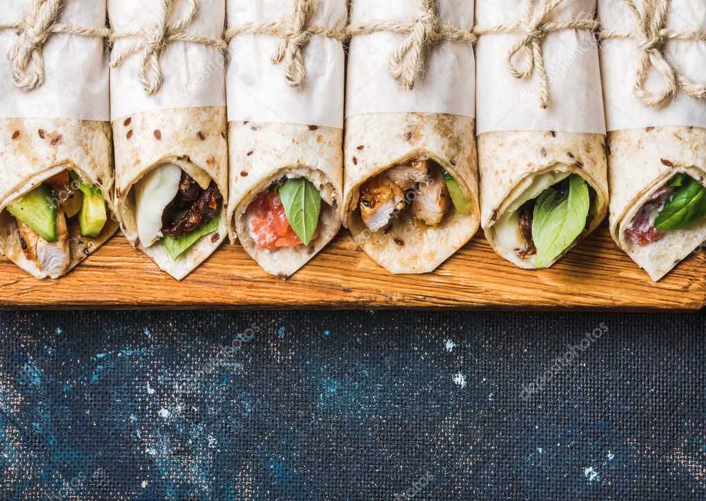 Tortilla wraps with different fillings 