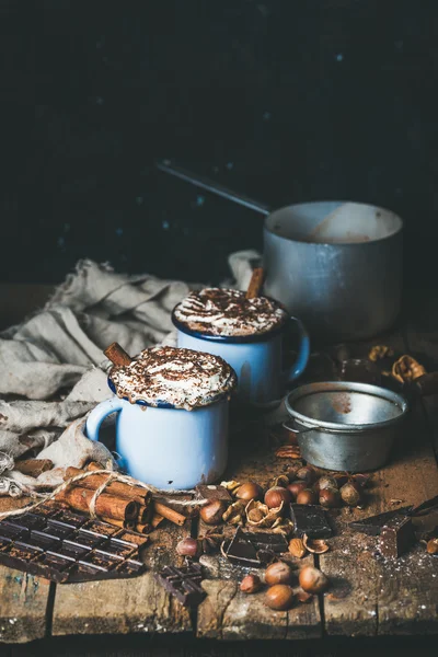 Hot chocolate with whipped cream — Stock Photo, Image