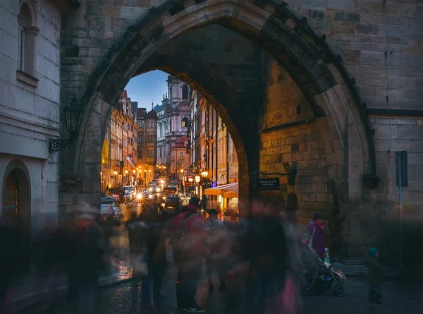 Town lights in arch — Stock Photo, Image