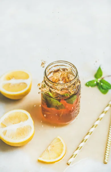 Summer Iced tea in jar — Stock Photo, Image