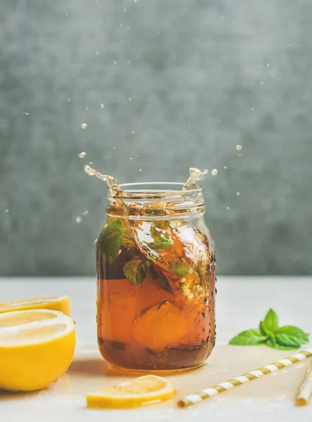 Summer Iced tea in jar — Stock Photo, Image
