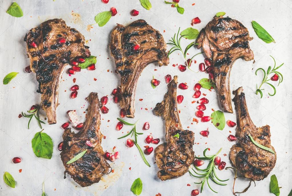 grilled lamb ribs and pomegranate