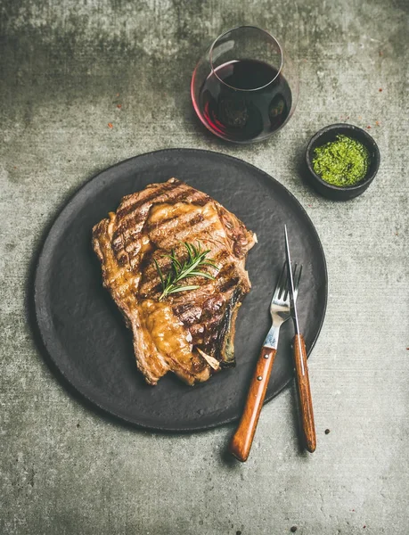 Grilled hot rib-eye beef steak — Stock Photo, Image