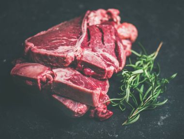Raw beef meat t-bone steaks  clipart