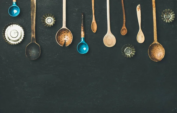 Old vintage kitchen spoons — Stock Photo, Image