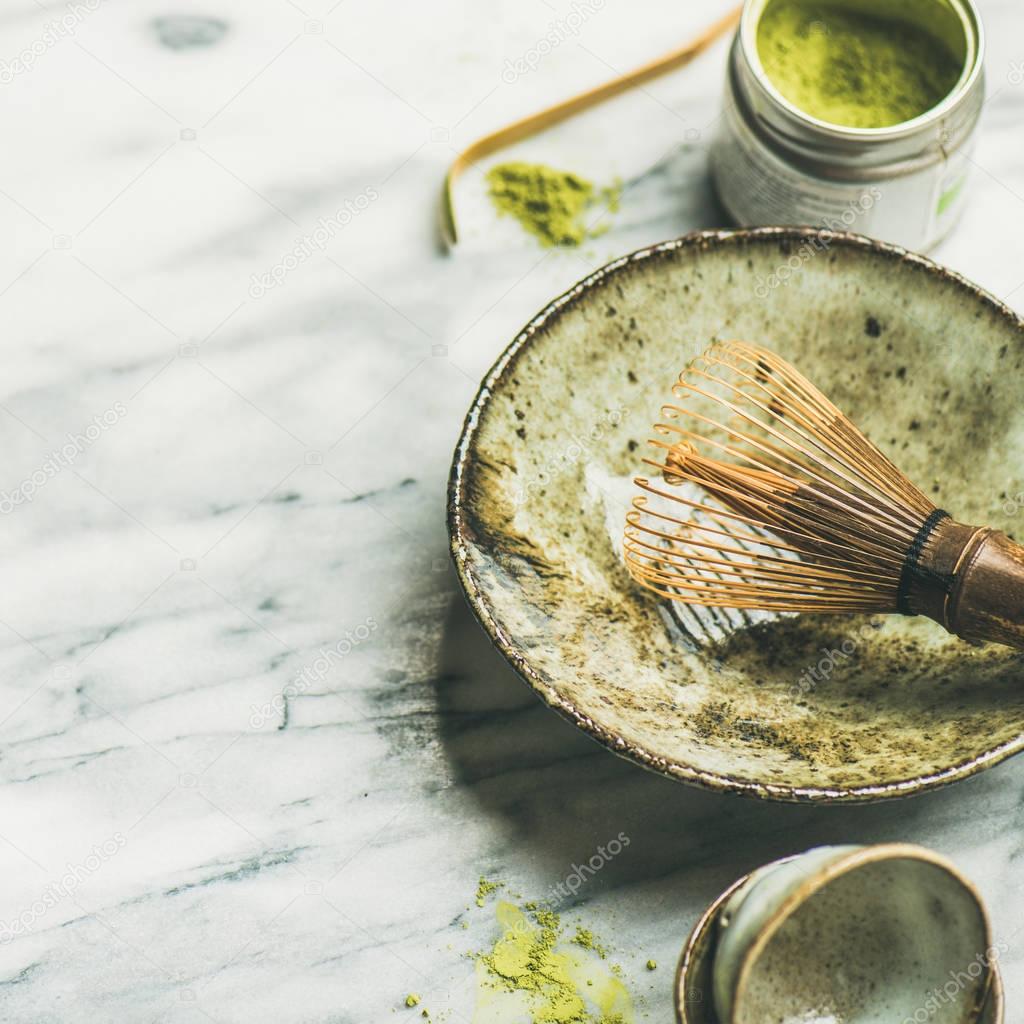 Japanese tools for brewing matcha tea