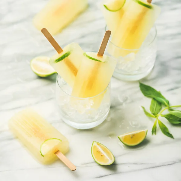 Summer refreshing lemonade popsicles — Stock Photo, Image