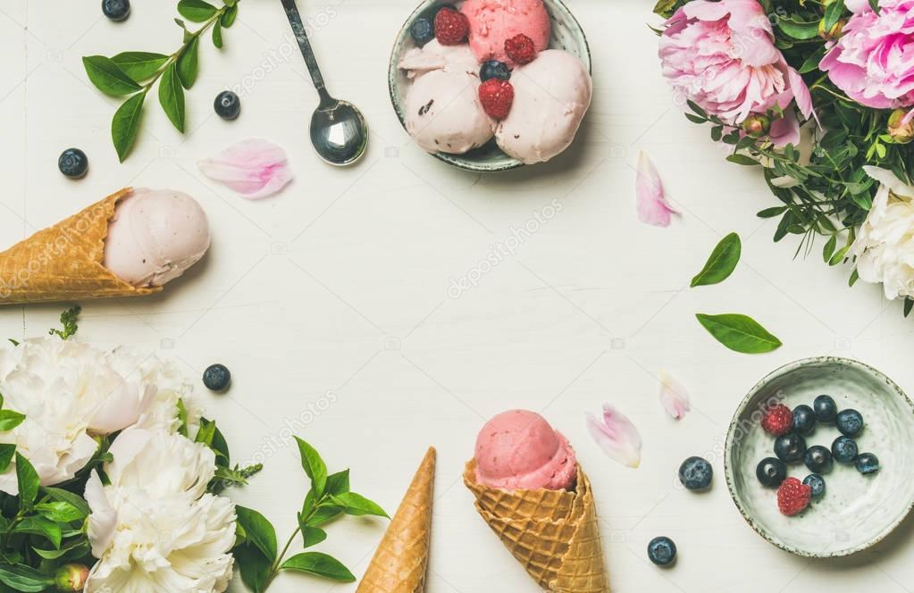 ice cream scoops and peonies