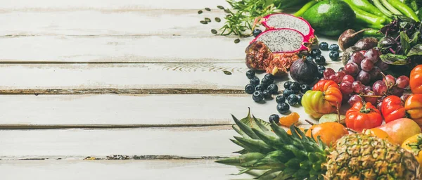 Gezonde Rauwe Veganist Voedsel Koken Achtergrond Vers Fruit Groenten Groenen — Stockfoto