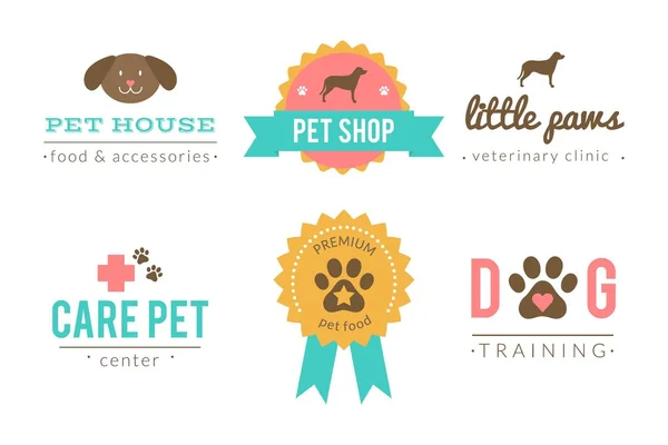 Set of dogs labels and stickers — Stock Vector