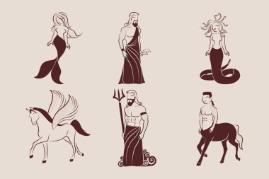 Cartoon Vector Illustration of Mythological Greek characters clipart