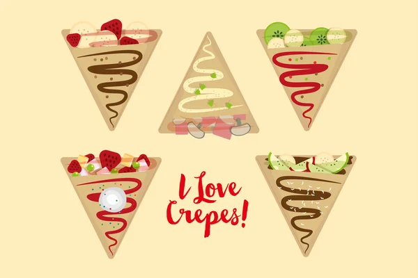 Krep tatlı ve salata. Katlanmış Fransız krep