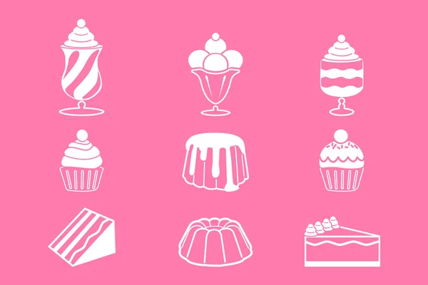 Pasta ve tatlı simgeler kümesi. Tatlı simgeler. Şekerlemeler. Pasta.