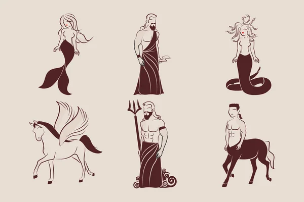 Illustration vectorielle de dessins animés de personnages grecs mythologiques — Image vectorielle