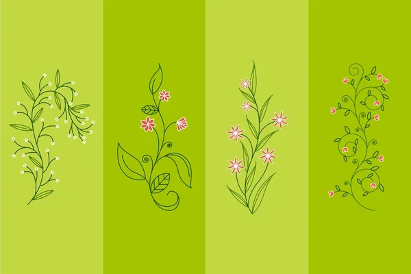 yeşil renkli vektör çizim çiçek tasarım 