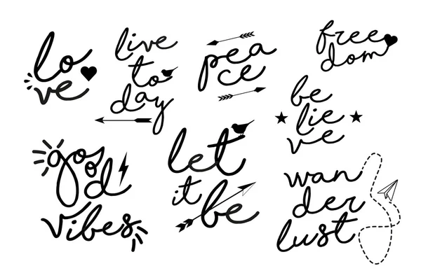 tipografik el yazısı dövme tasarım unsurları ayarla