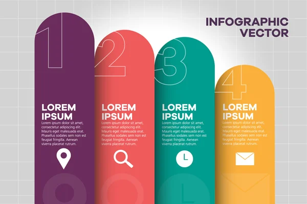 Basit vektör numaralandırılmış liste şablonu. Örnek metin ve simgeleri ile dekore edilmiş İlköğretim infographics düzeni.