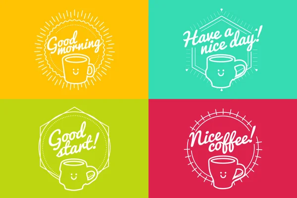 Reklam afiş yazı ile: iyi günler, iyi günler, iyi bir başlangıç, güzel kahve. Modern afiş kavramı. Stok Vektör