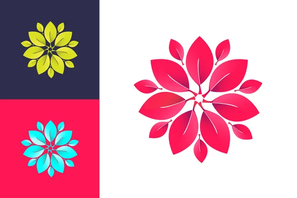 Yaratıcı çiçek soyut vektör logo tasarım şablonu, iş endüstriyel logo simge. Vektör çizim Telifsiz Stok Illüstrasyonlar