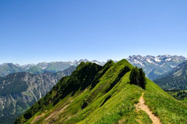 Alplerde pastoral dağ manzarası.