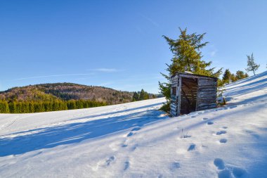 Kışın eski ahır.