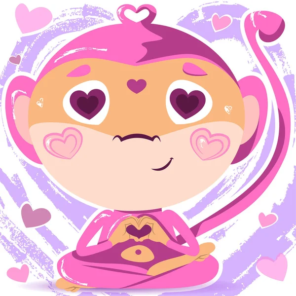 Rózsaszín majom szerelmes meditál — Stock Fotó