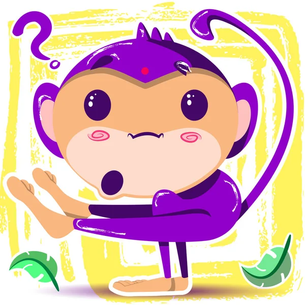 Mono púrpura sorprendido haciendo yoga — Foto de Stock