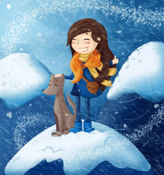 Digital illustration "Friends in the mountains" — Stock Photo, Image