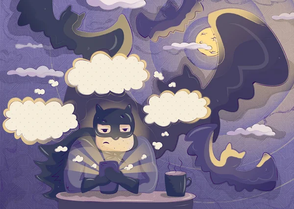 Digital illutsration "The bats and screentime" — Stock Photo, Image