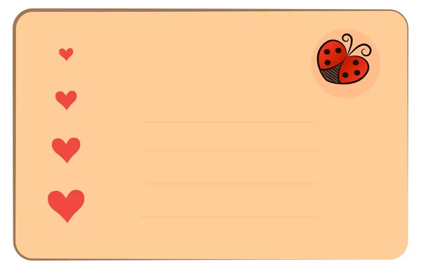 Carte Voeux Avec Coeurs Coccinelle — Image vectorielle