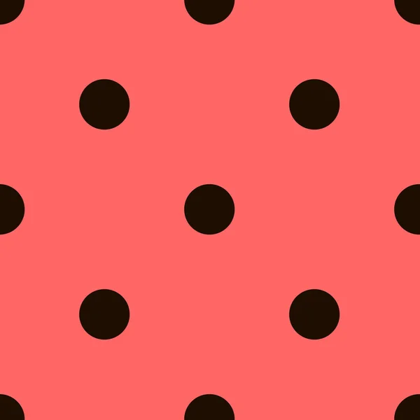 Een Herhalend Patroon Van Zwarte Cirkels Een Rode Achtergrond Lieveheersbeestjes — Stockvector