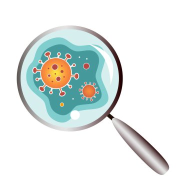 Büyüteç altında Covid-19 çözeltisi; Coronavirus analizi; Coid enfeksiyonu virüsü araştırması; Covid araştırması hakkında sorular; çovid nedir; metin eklemek için biçim