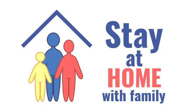 Vector Illustration Call Stay Home Οικογενειακή Προστασία Από Μολύνσεις Οικογένεια — Διανυσματικό Αρχείο